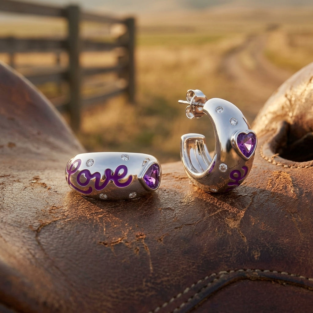 Promise Love Earrings - Amethyst