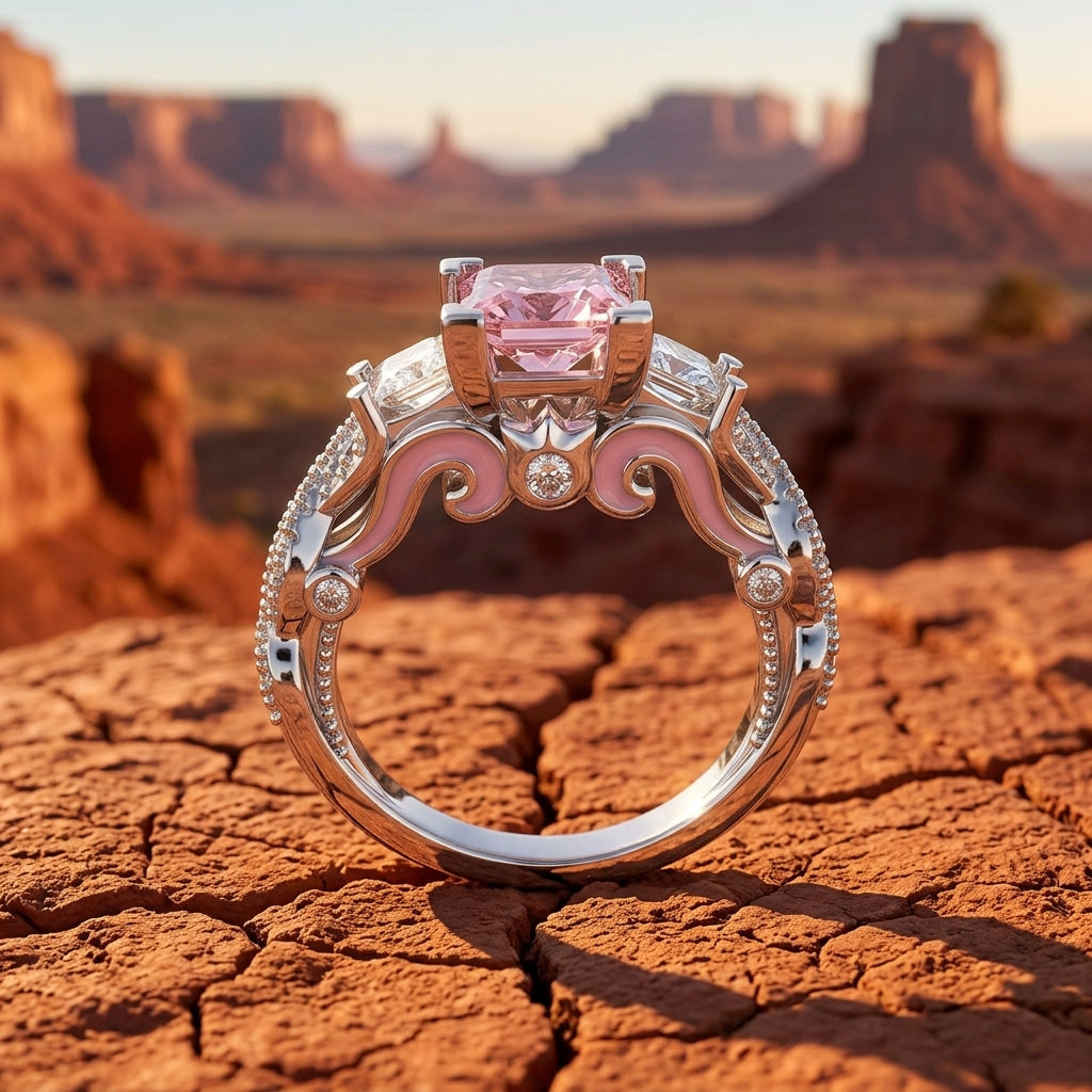 Love Rivet Ring - Rose Quartz