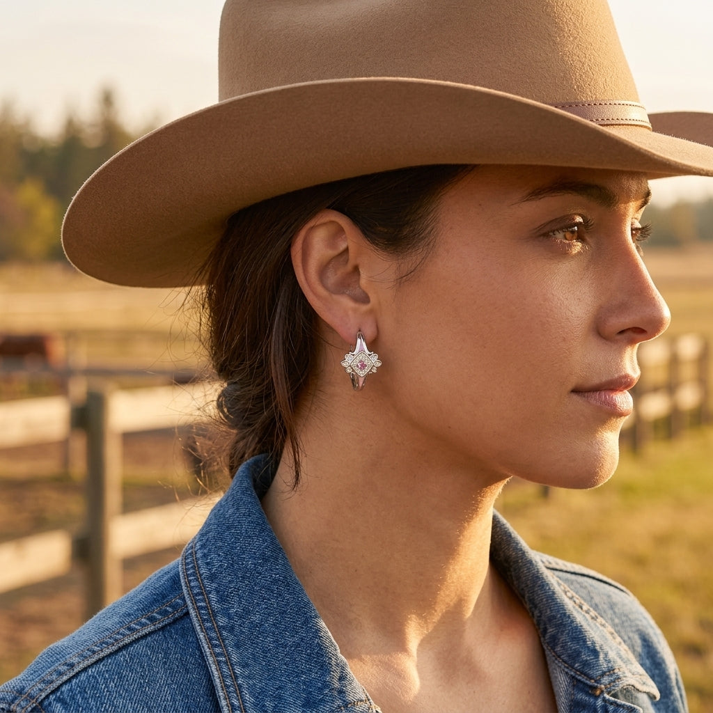 Eagle's Feather Earrings - Rose Quartz