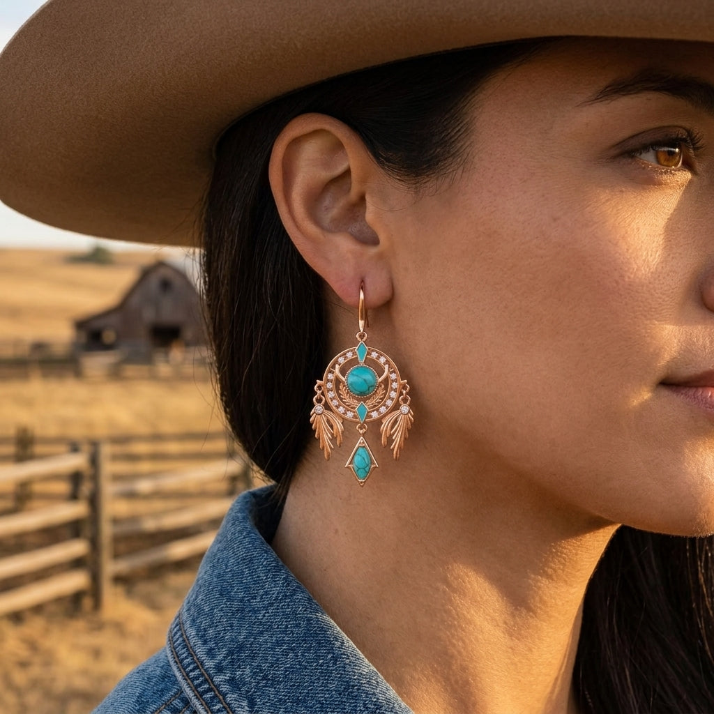 Mystic Dreamcatcher Earrings - Turquoise
