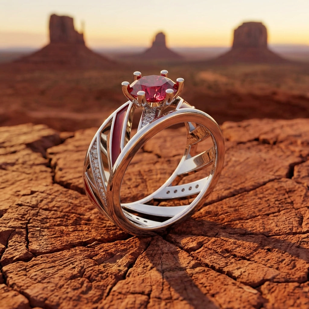 Aurora Veil Ring - Ruby