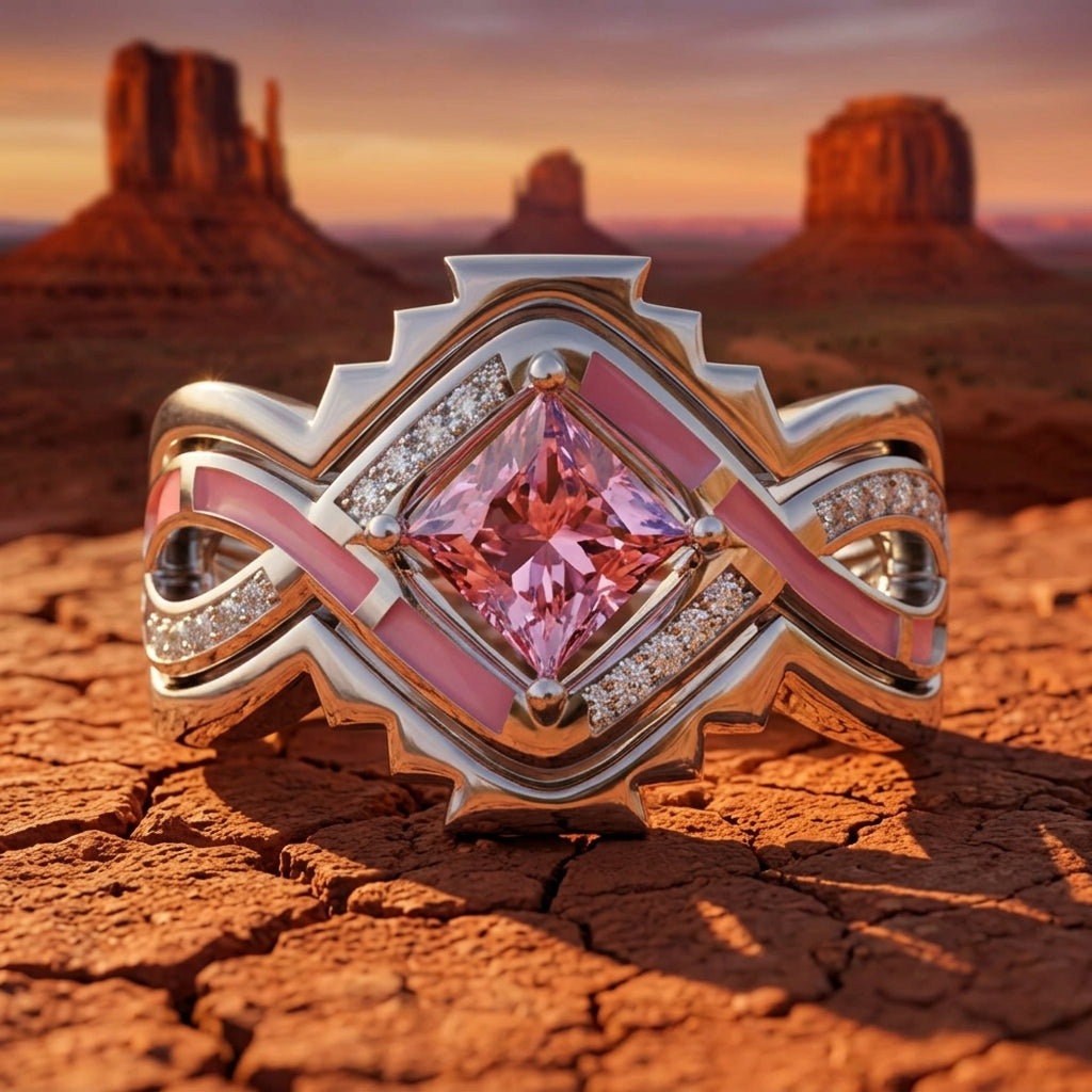 Cascading Ridges Ring - Rose Quartz