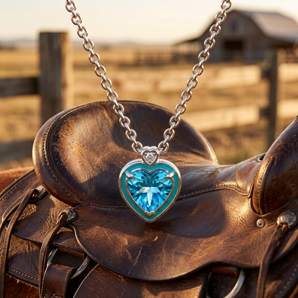 Loyal Heart Necklace - Aquamarine