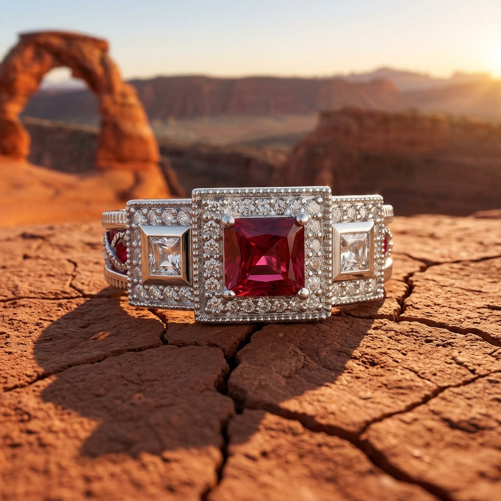 Azure Lighthouse Ring - Ruby
