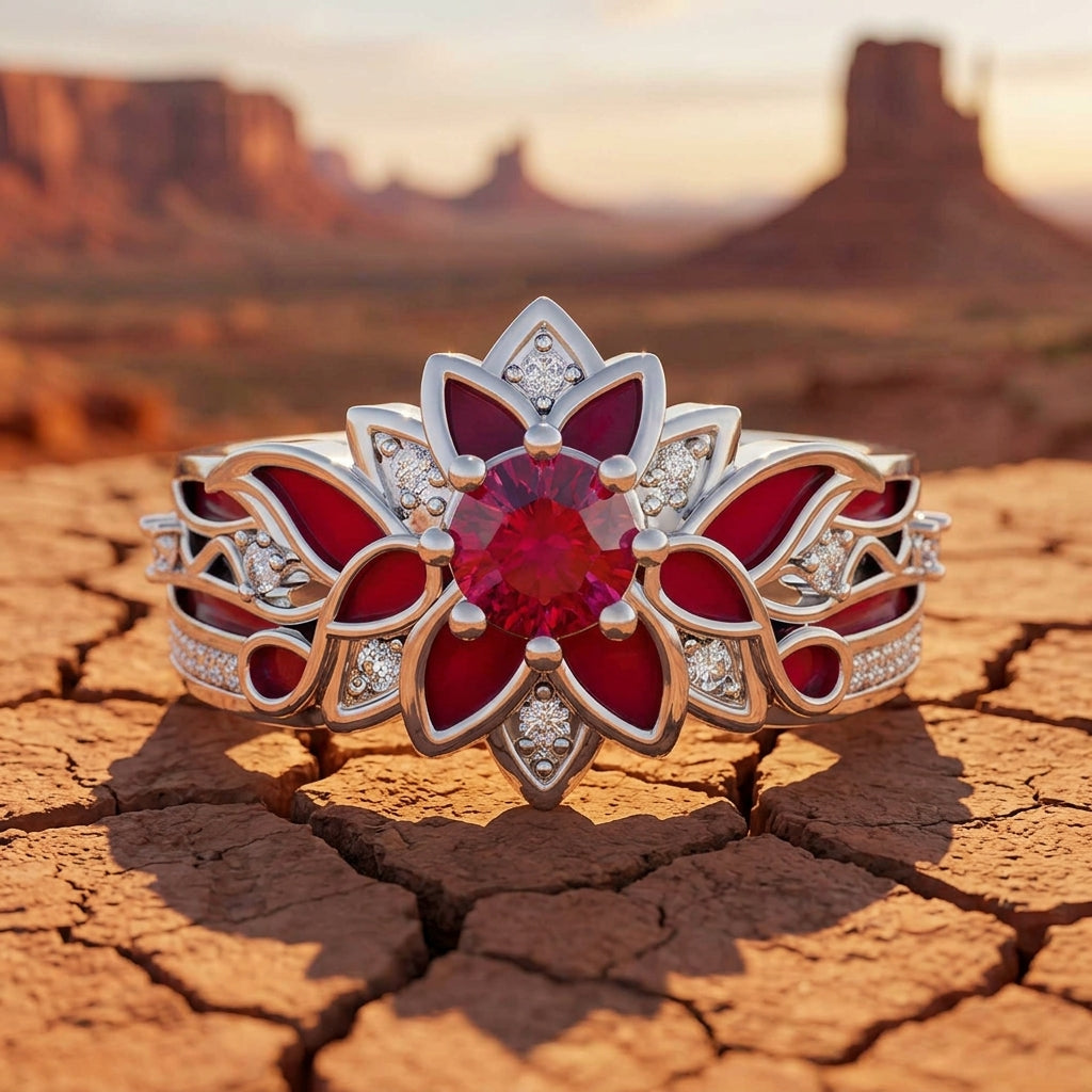 Garden Orchestra Ring - Ruby & Red