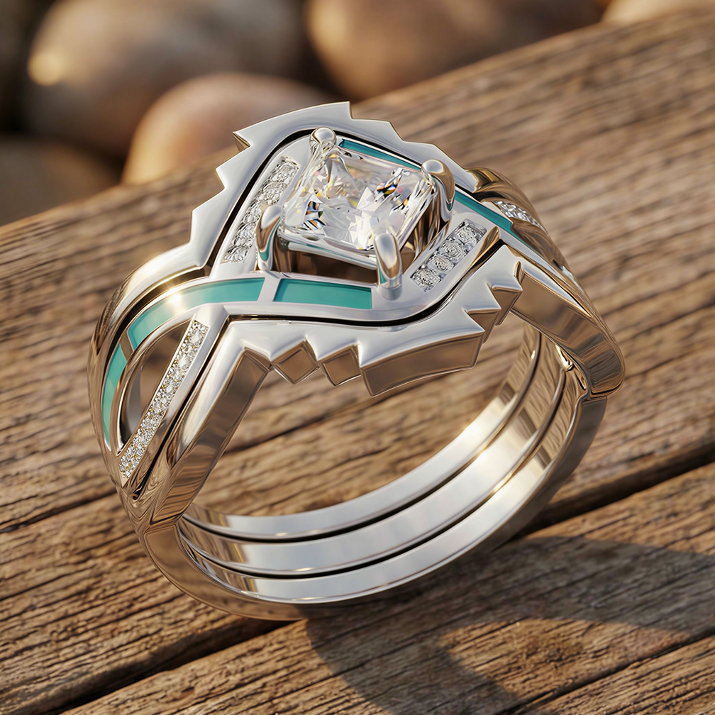 Cascading Ridges Ring - Moissanite