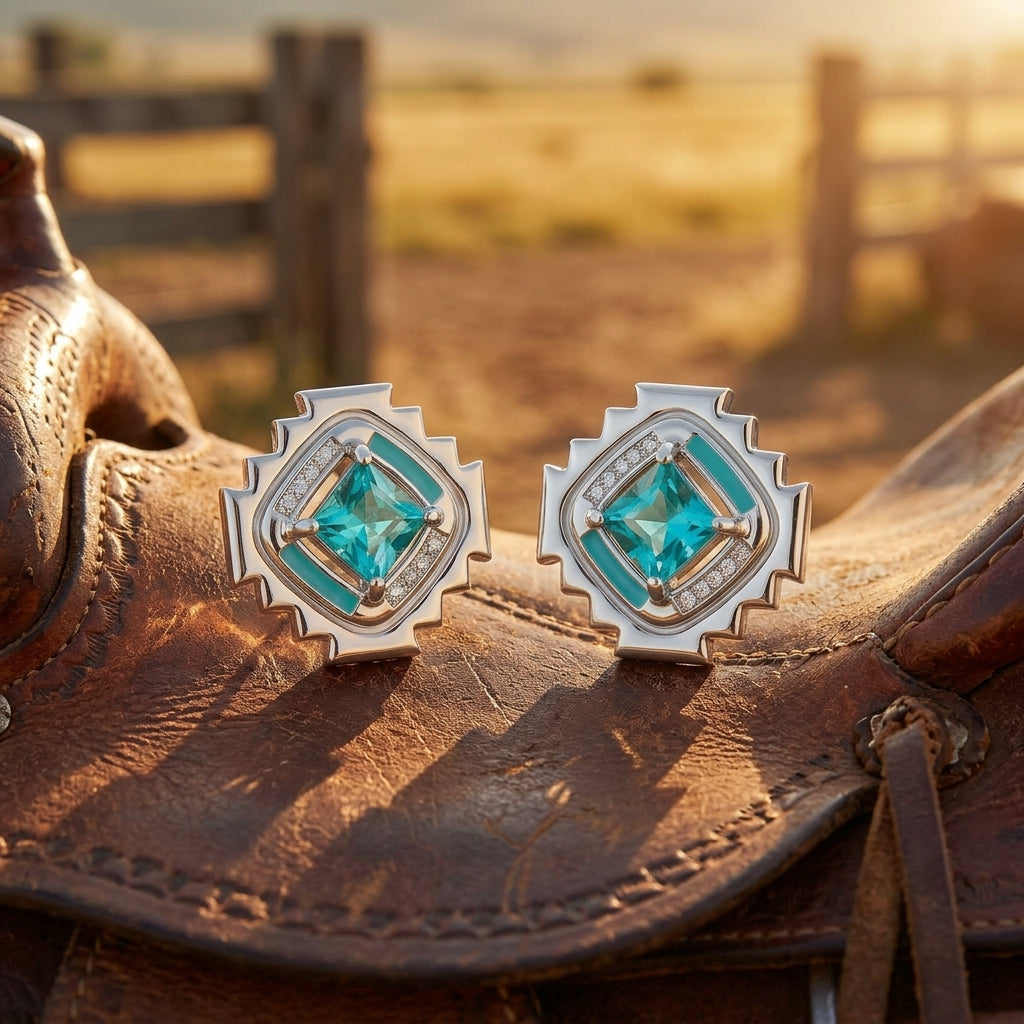 Cascading Ridges Earrings - Aquamarine