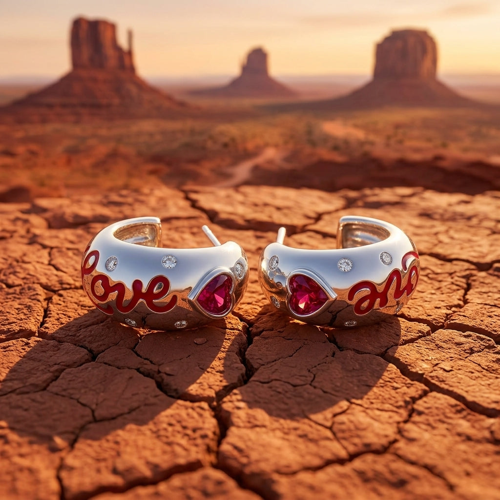 Promise Love Earrings - Ruby