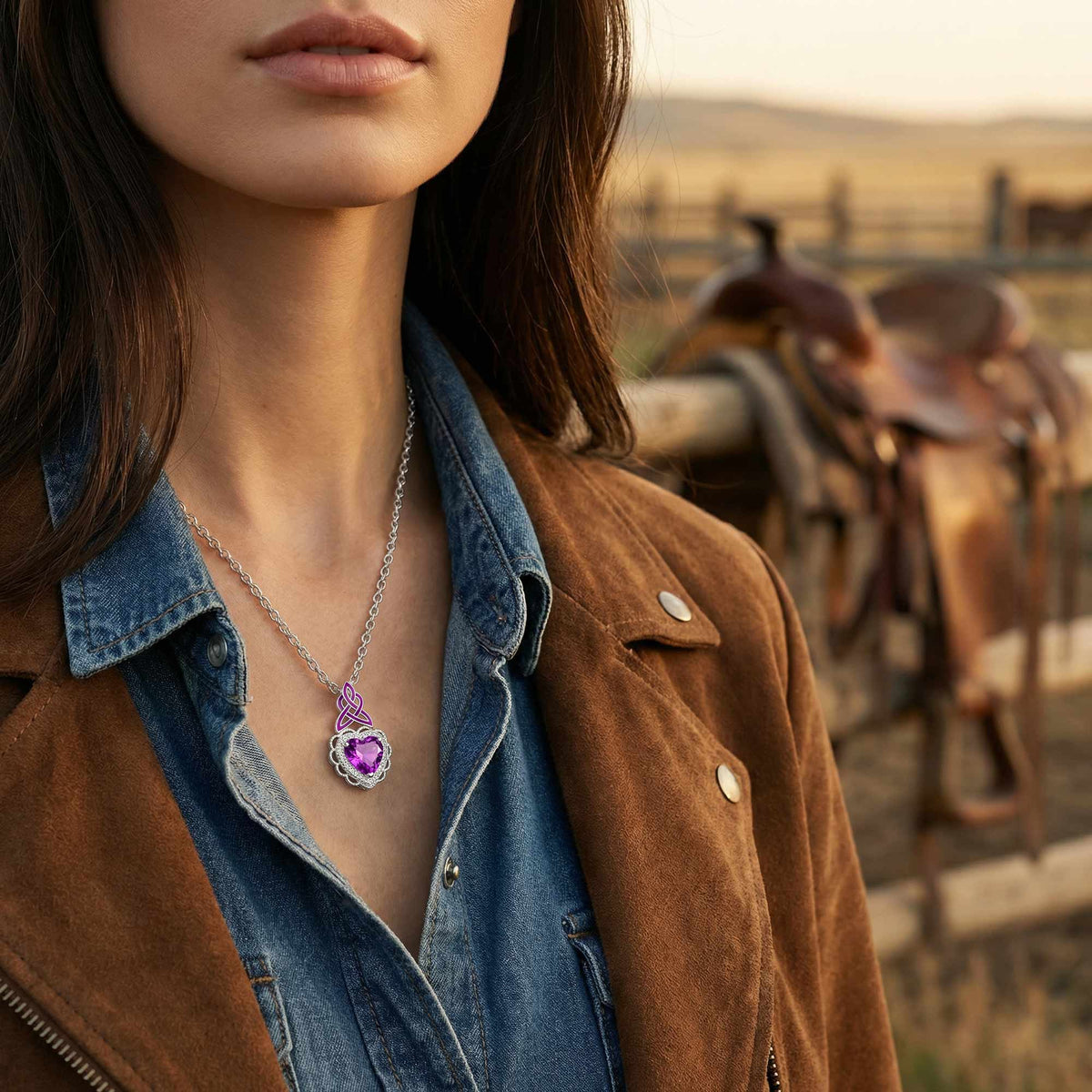 Ocean Heart Necklace - Amethyst