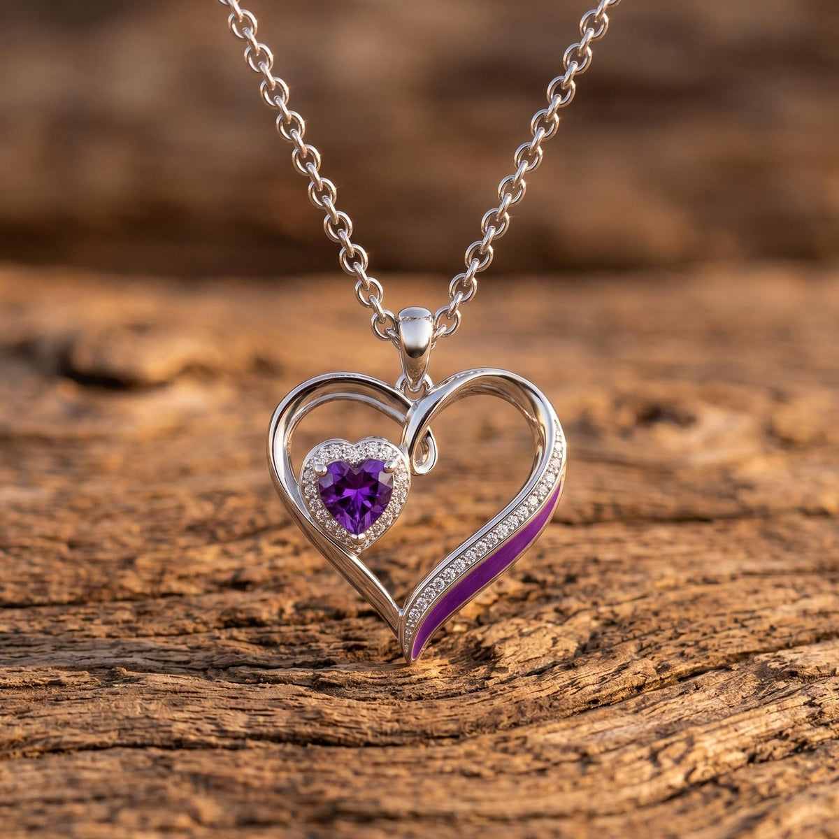 Passion Heart Necklace - Amethyst