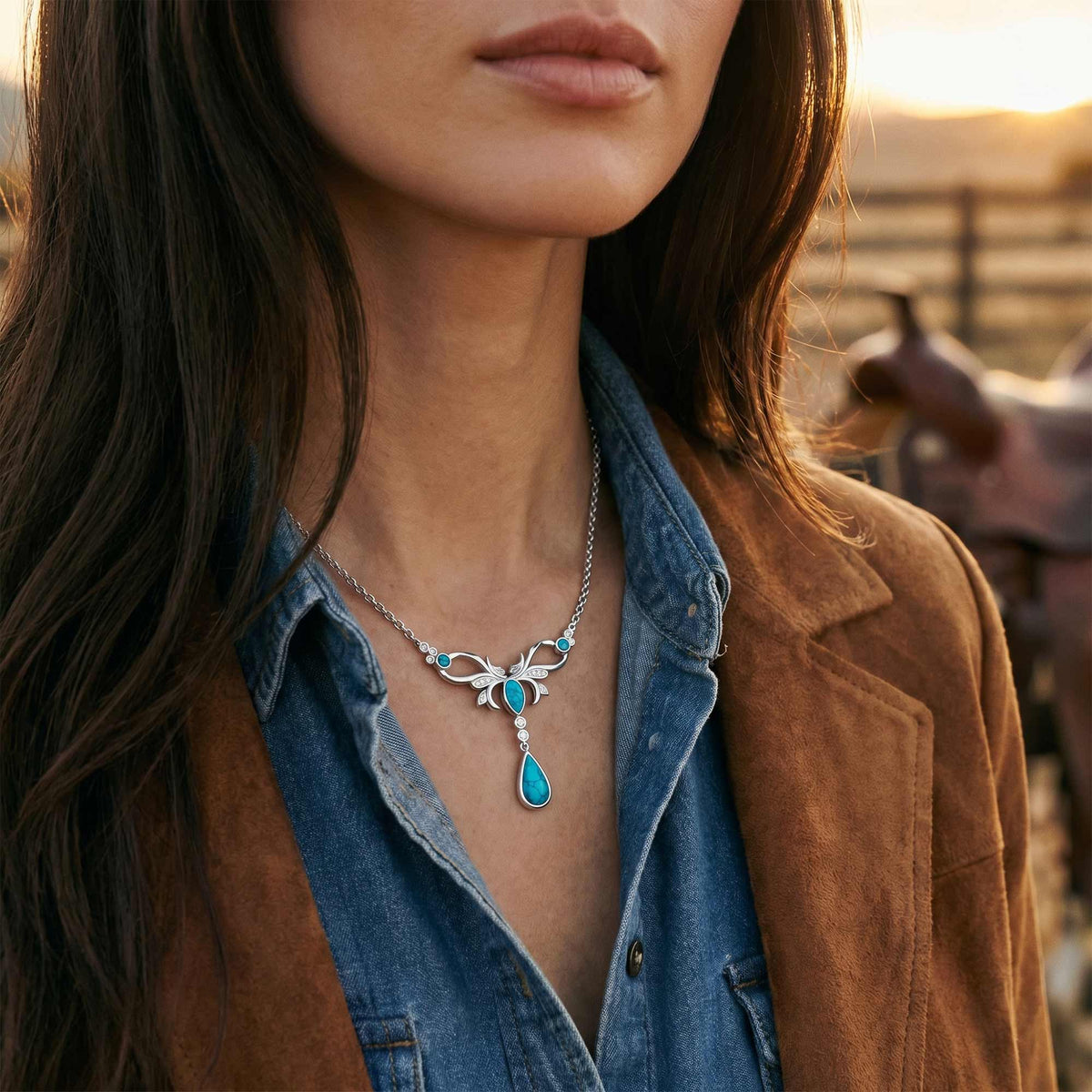 Sacred Antler Necklace - Turquoise