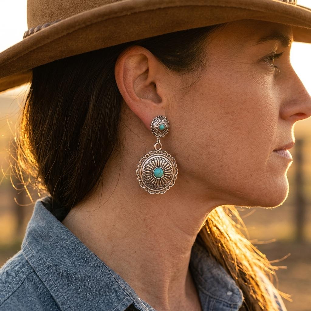 Bohemian Vintage Turquoise Geometric Earrings