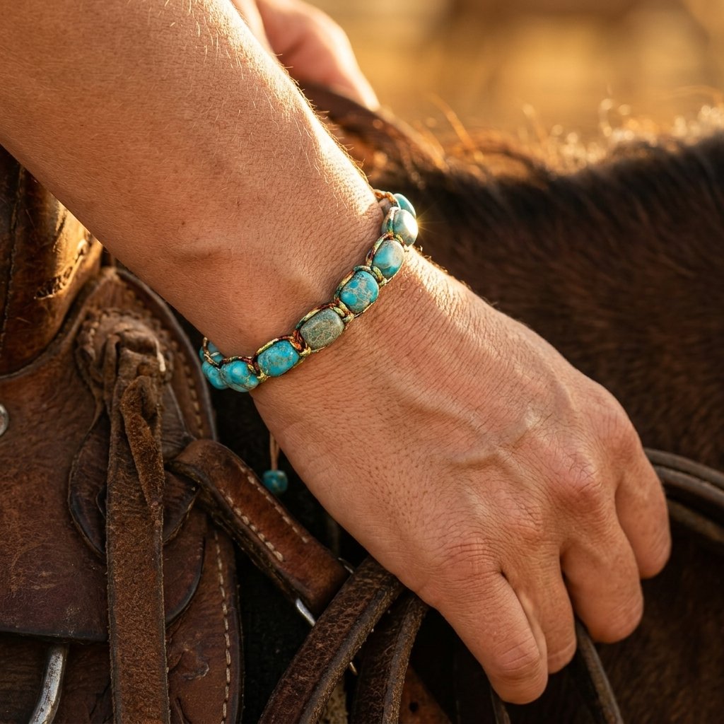 Bohemian Brass Turquoise Oval Bracelet