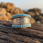 Boho Silver Turquoise Filigree Ring