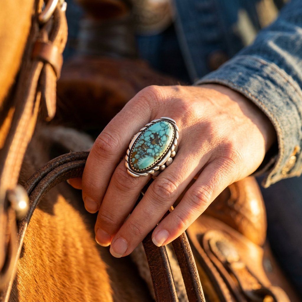 Vintage Copper Turquoise Oval Ring