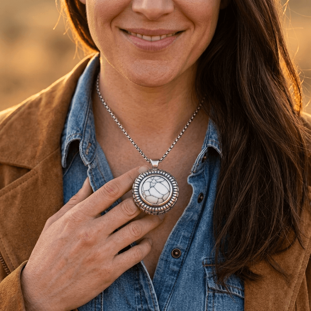 White Turquoise Shield Necklace