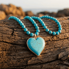 Turquoise Heart Pendant Beaded Necklace
