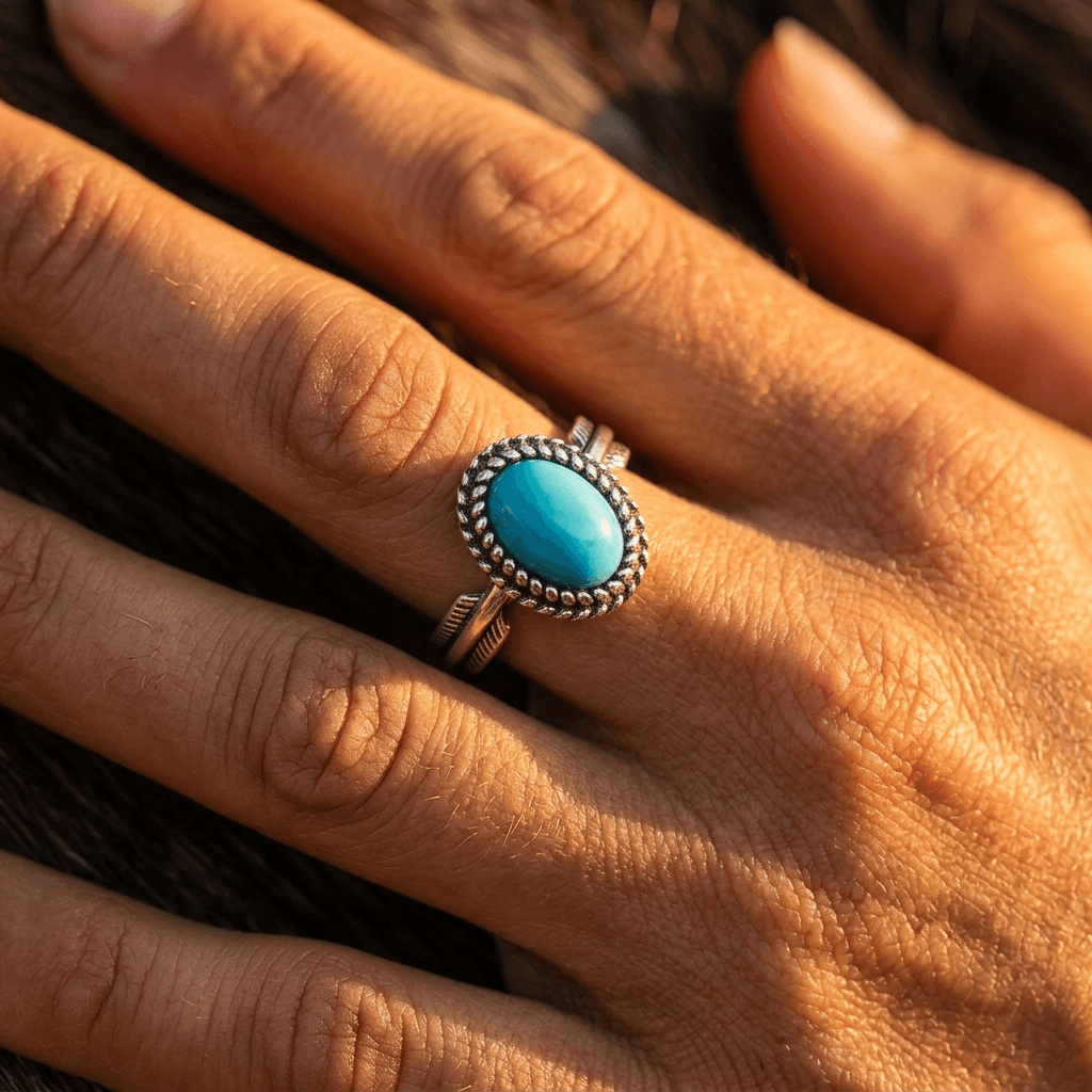 Turquoise Oval Boho Ring