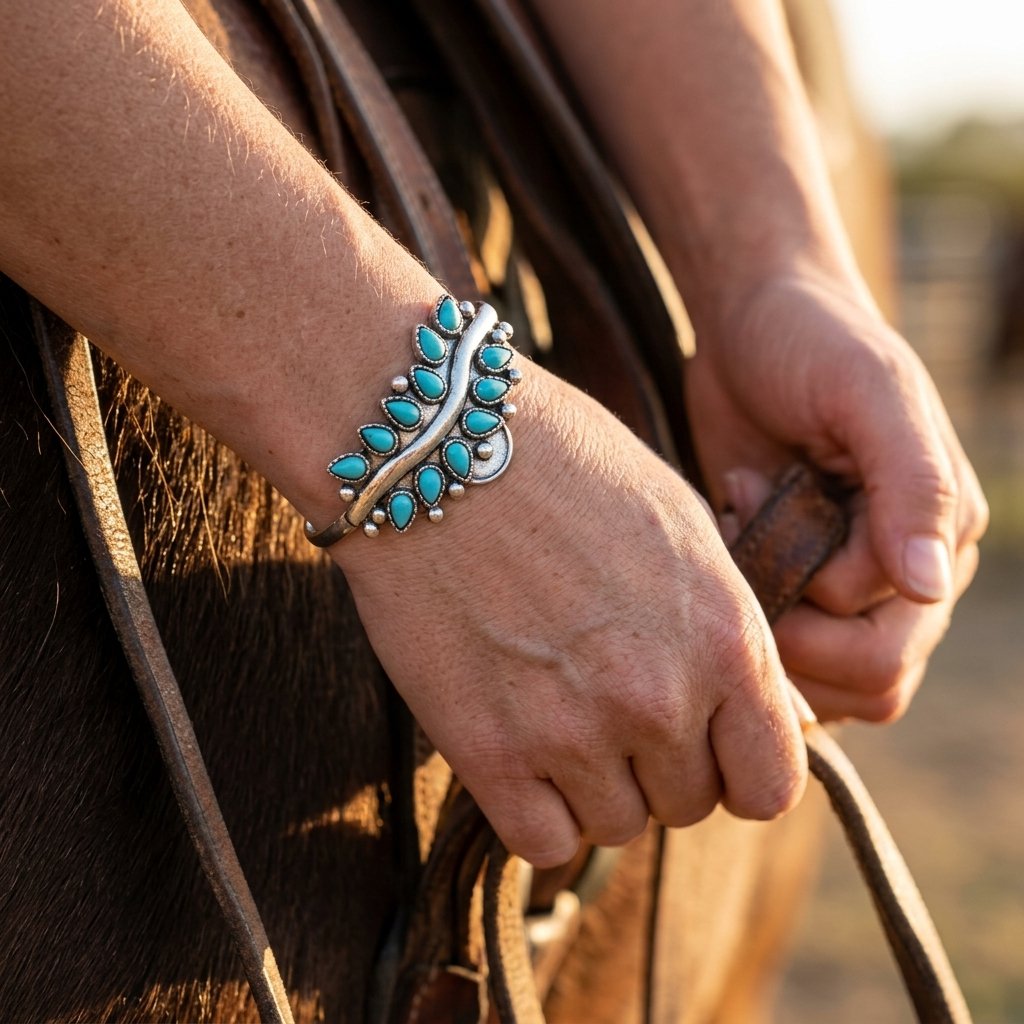 Boho Silver Turquoise Teardrop Bracelet