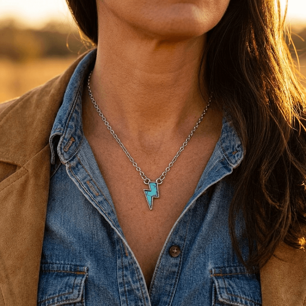 Blue Lightning Sterling Silver Pendant Necklace
