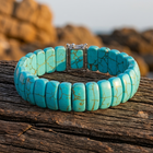 Bohemian Turquoise Beaded Silver Statement Bracelet