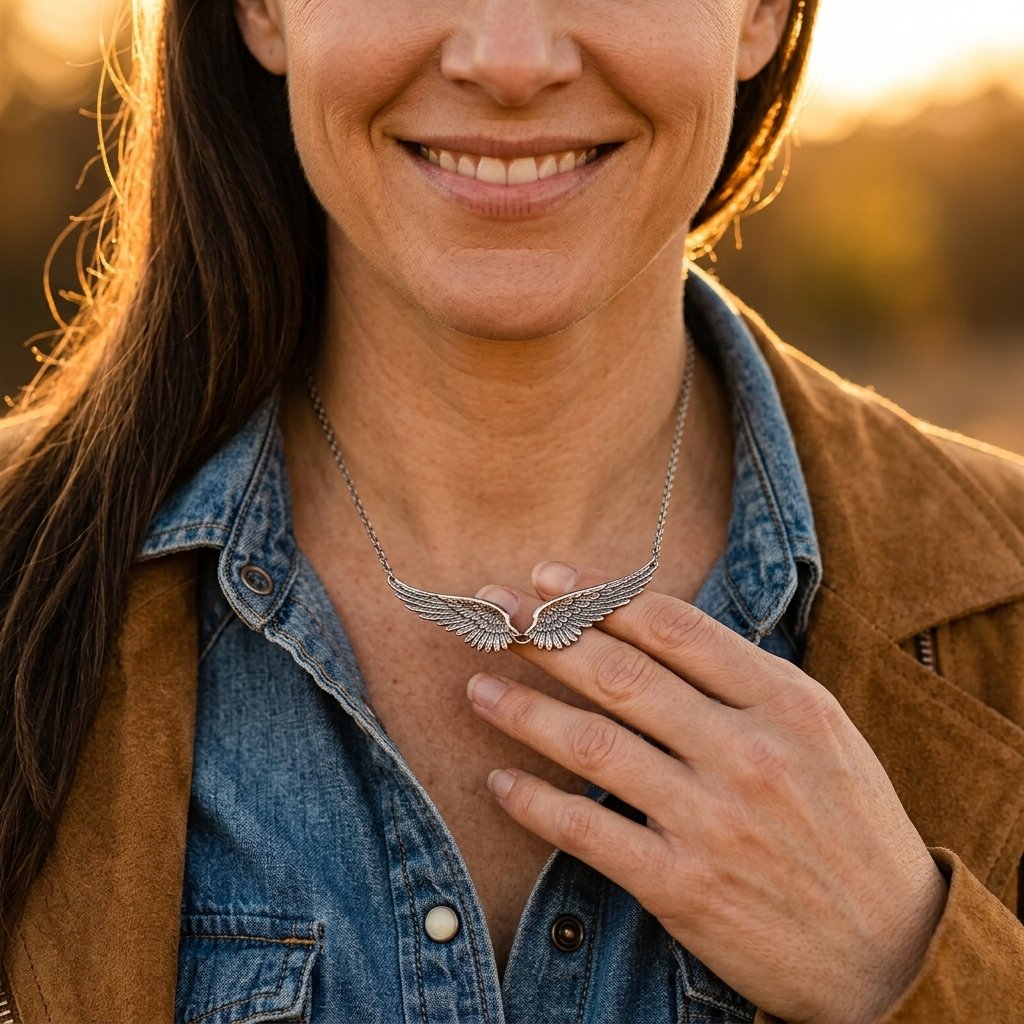 Celestial Silver Wings Pendant Necklace