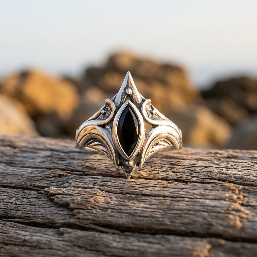 Vintage Silver Filigree Black Onyx Ring