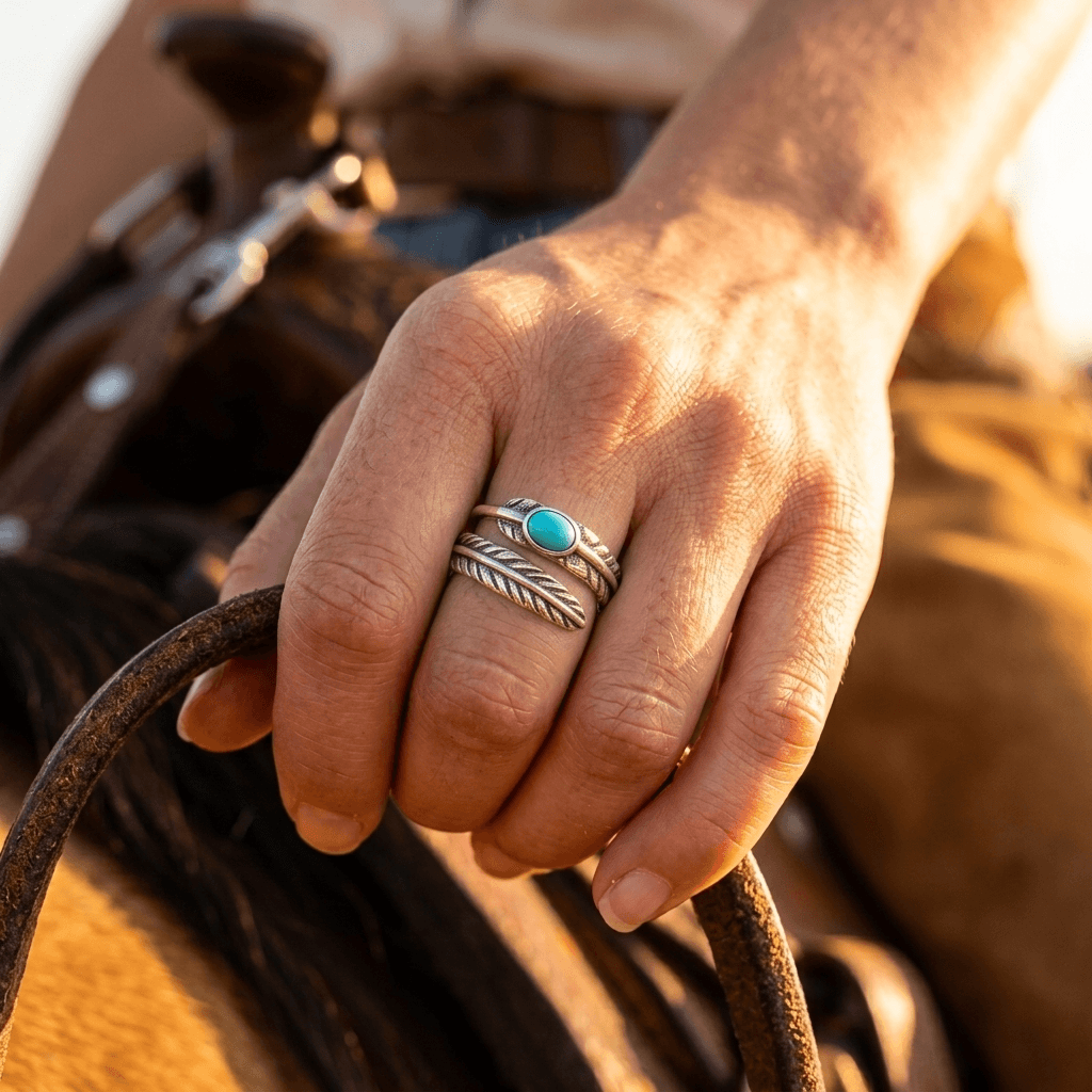 Sterling Silver Turquoise Bohemian Adjustable Ring