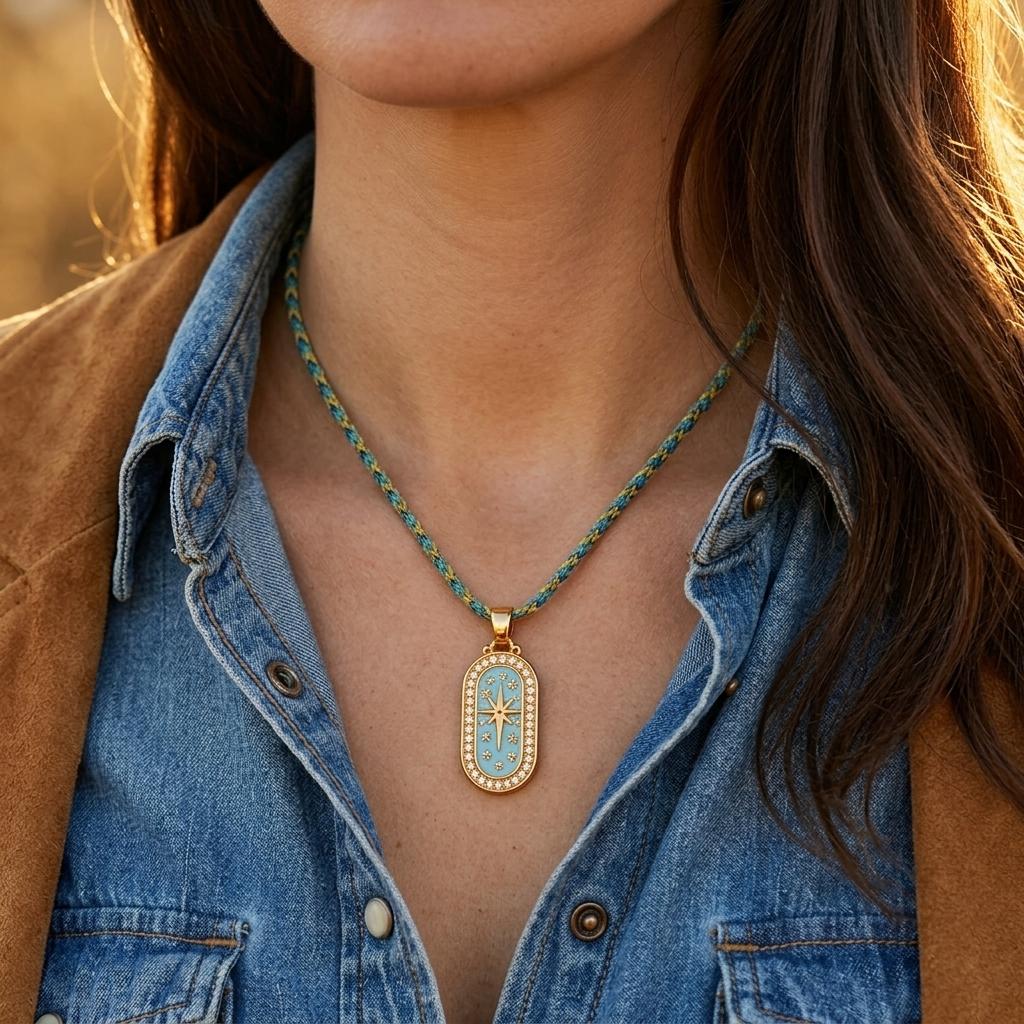 Gold Synthetic Zirconia Moon Star Pendant Necklace