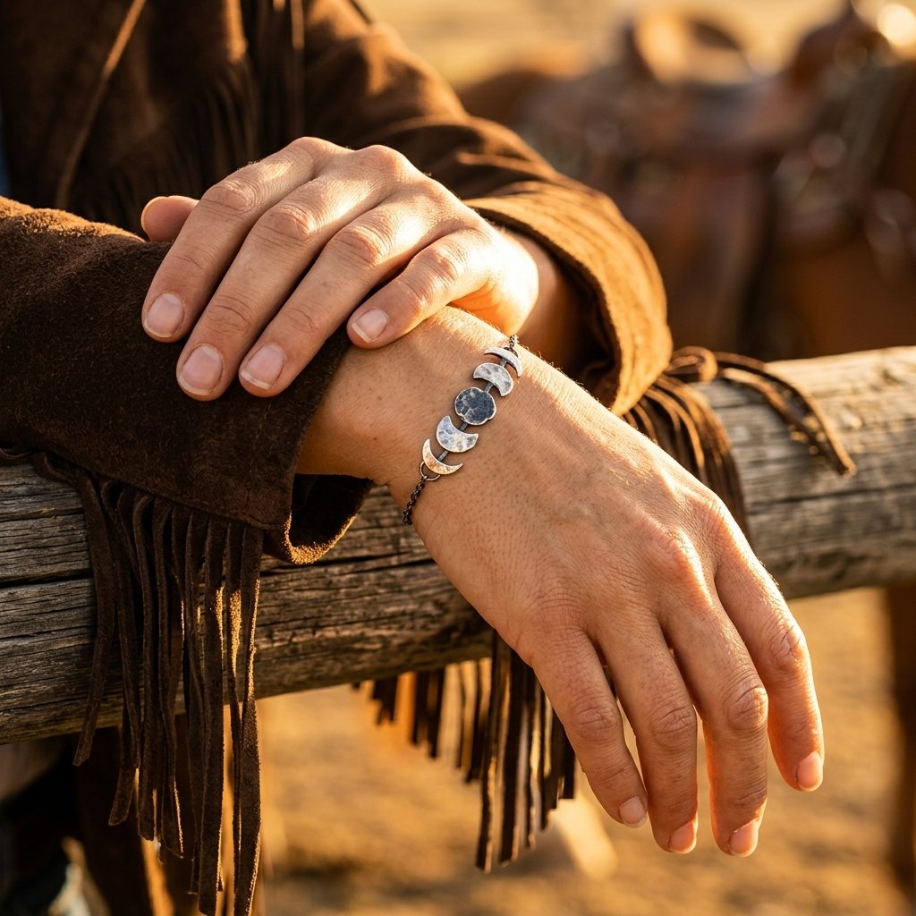 Retro Gold Hammered Moon Phase Bracelet