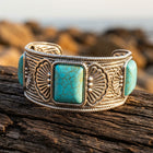 Vintage Bronze Turquoise Square Bracelet