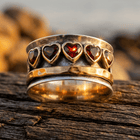 Boho Heart Wide Band CZ Ring