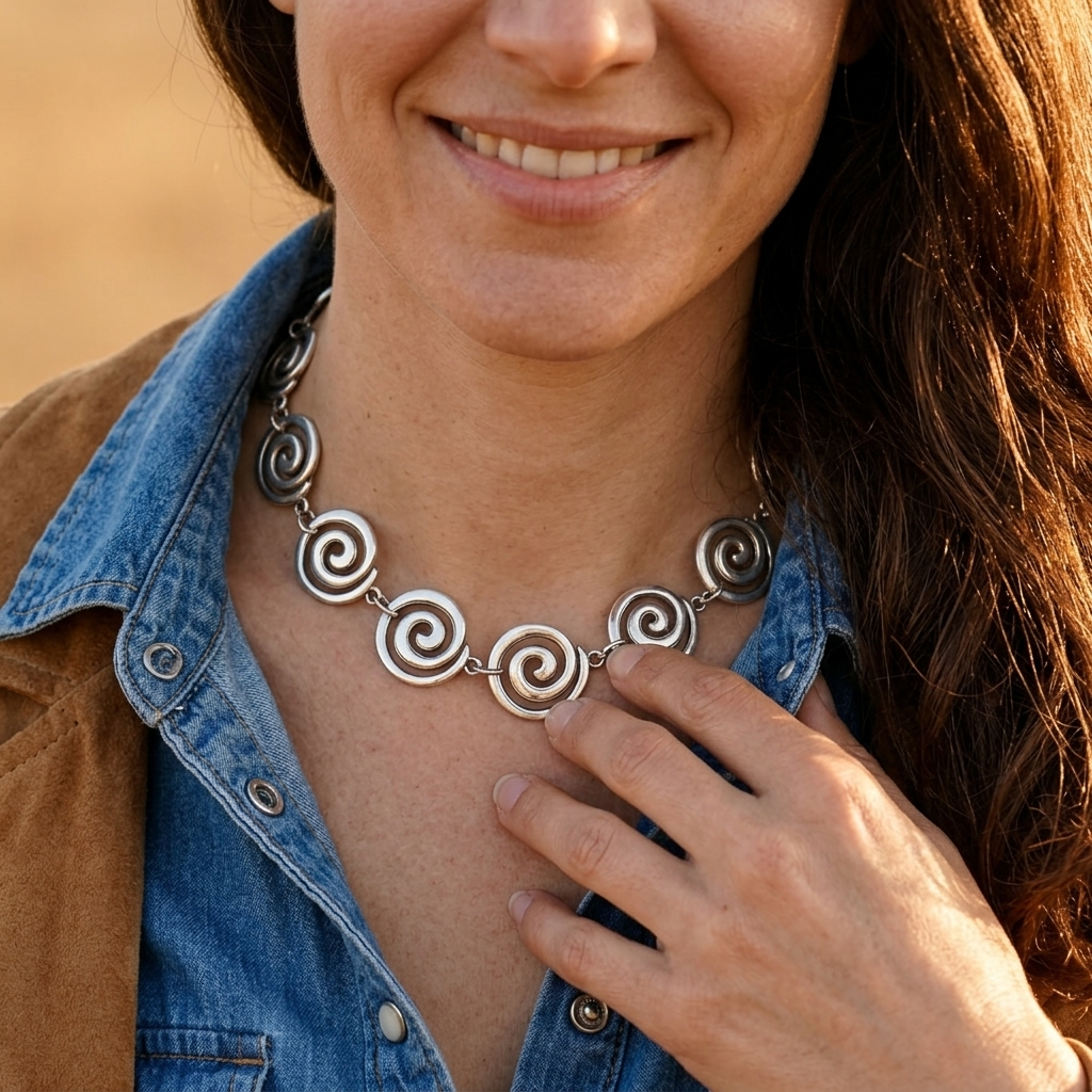 Silver Spiral Link Chain Bracelet