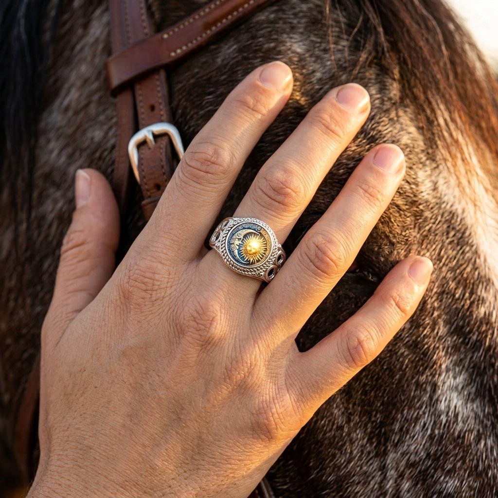 Celestial Silver Gold Sun Moon Ring
