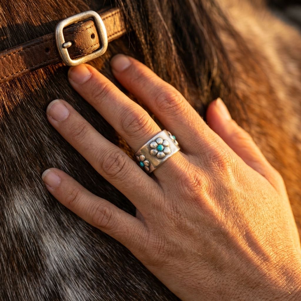 Boho Gold Turquoise Flower Ring