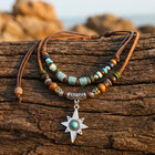 Boho Leather Turquoise Star Pendant Necklace