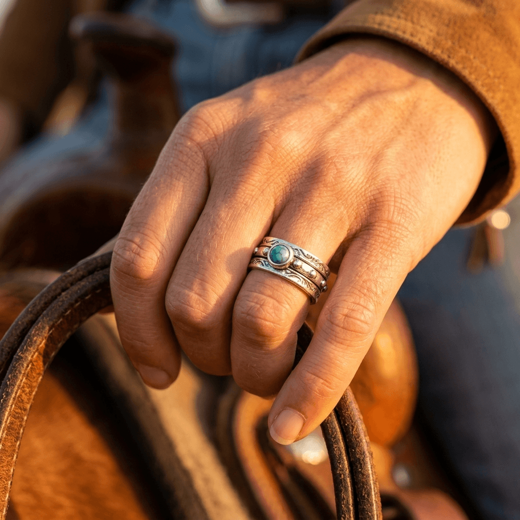Bohemian Turquoise Wide Band Alloy Ring