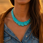 Boho Silver Turquoise Graduated Necklace