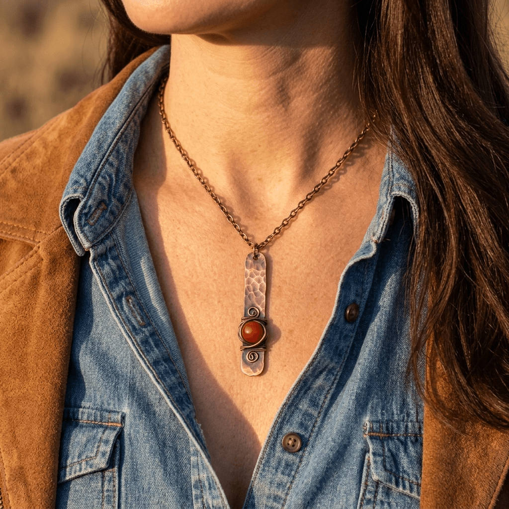 Vintage Gold Engraved Gemstone Pendant Necklace