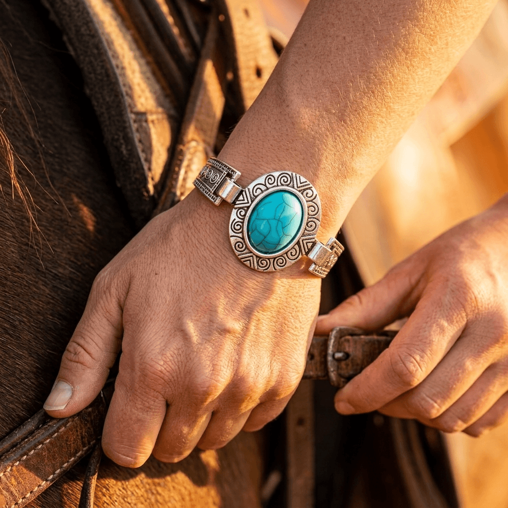 Boho Vintage Turquoise Alloy Statement Bracelet