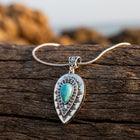 Boho Silver Turquoise Teardrop Necklace