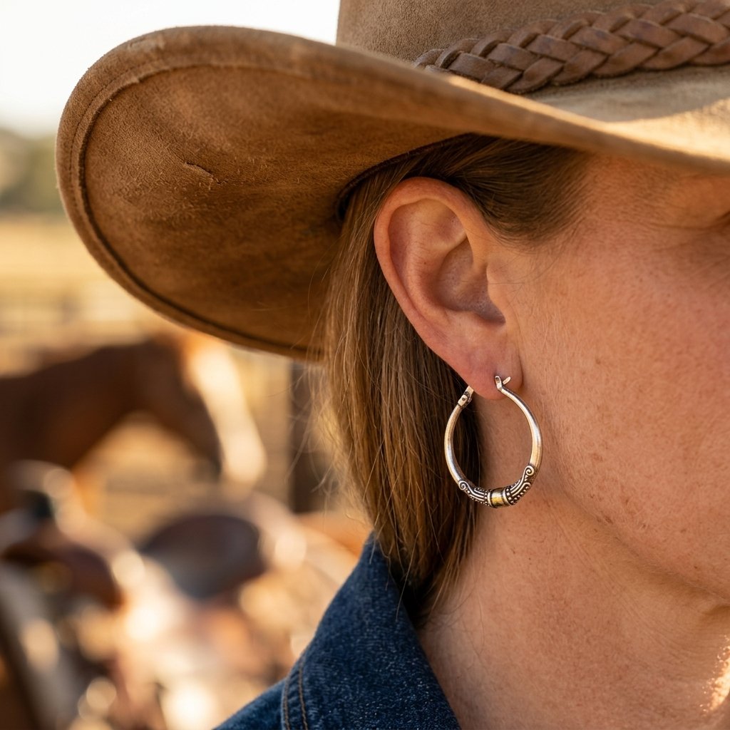 Boho Two Tone Filigree Circle Earrings