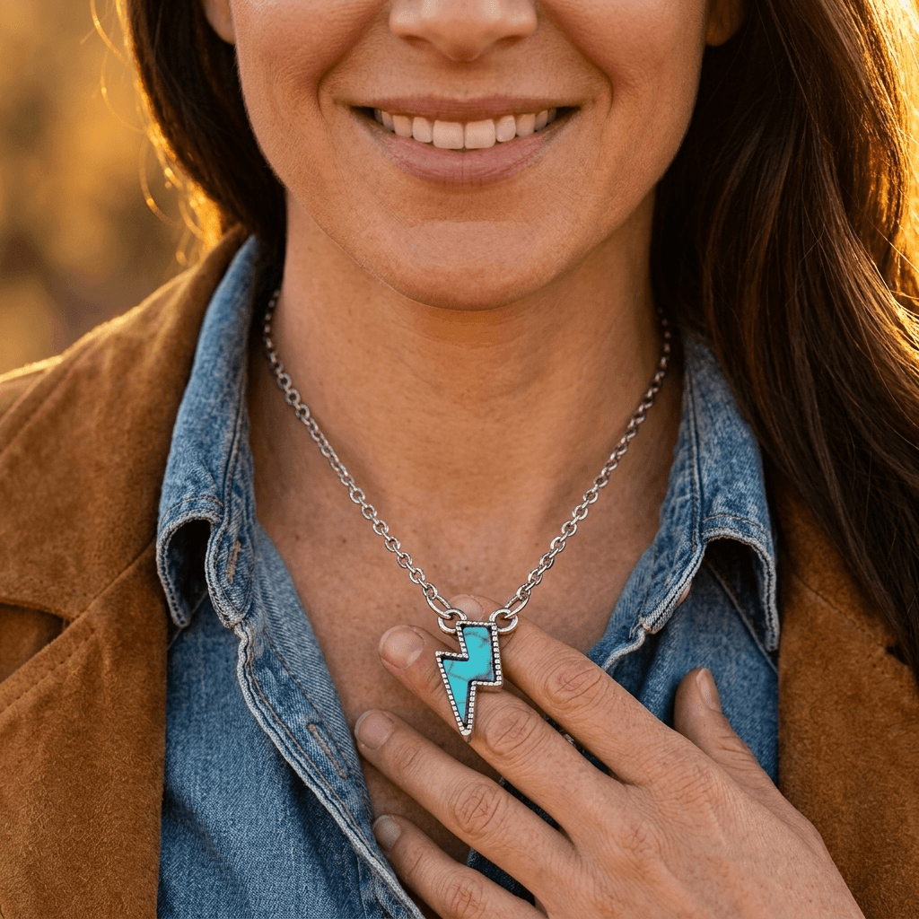 Blue Lightning Sterling Silver Pendant Necklace