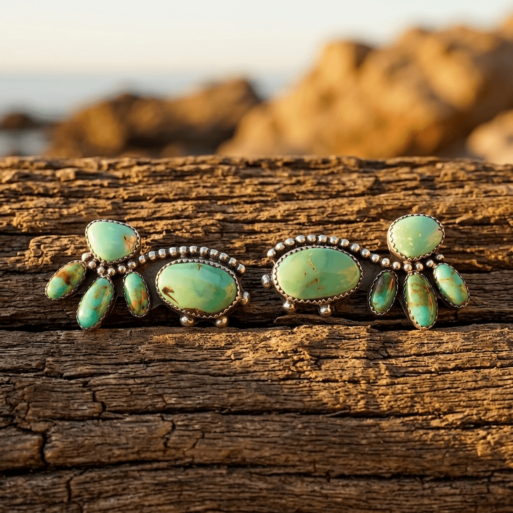 Bohemian Turquoise Geometric Flower Earrings