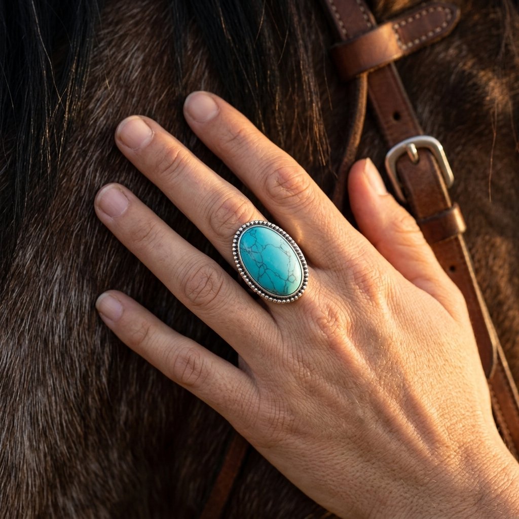 Vintage Silver Turquoise Oval Ring