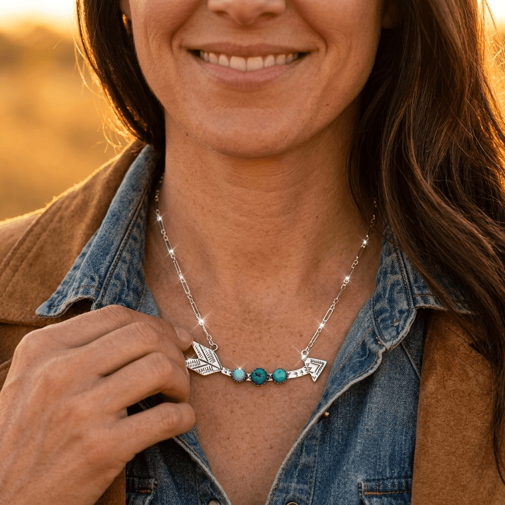 Turquoise Inlaid Bohemian Alloy Necklace