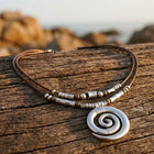 Boho Bronze Spiral Pendant Necklace