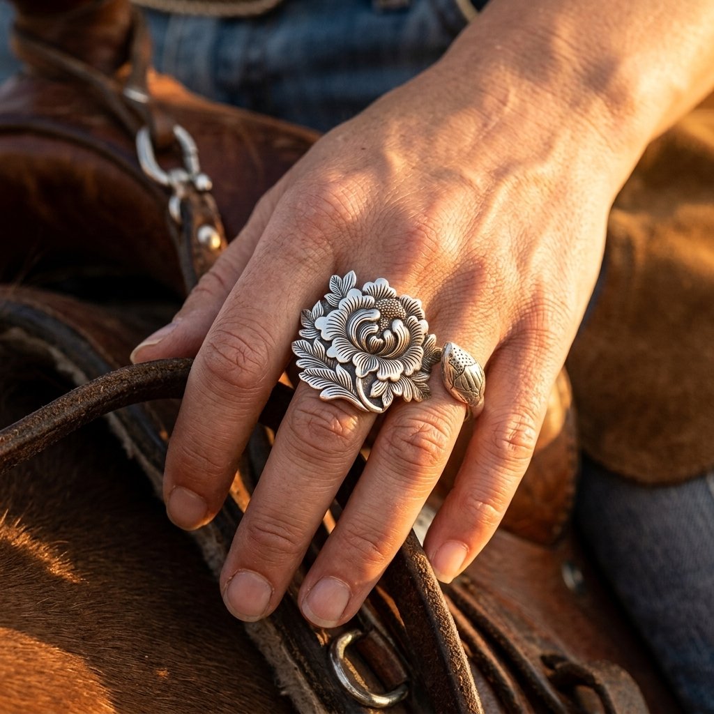Vintage Silver Filigree Flower Open Ring