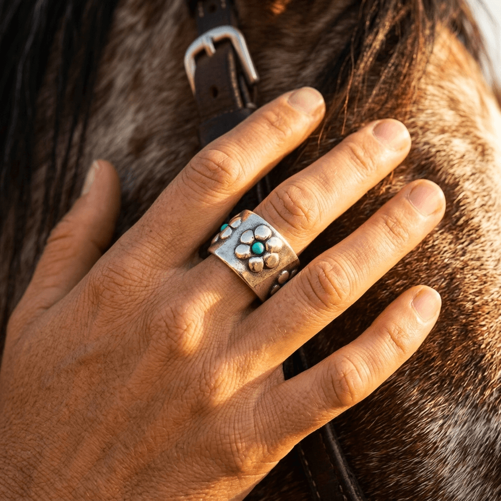 Bohemian Silver Turquoise Statement Ring