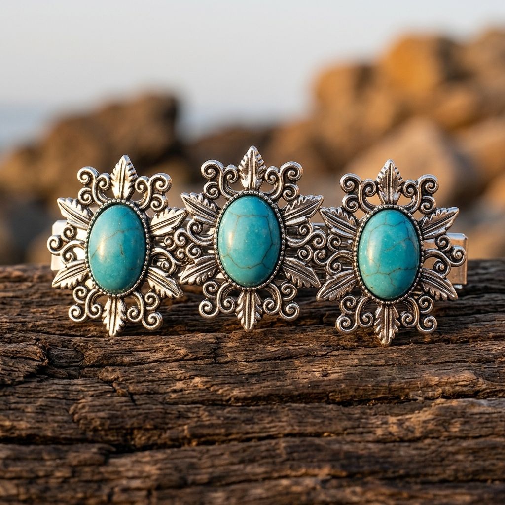 Boho Western Turquoise Alloy Hair Clip